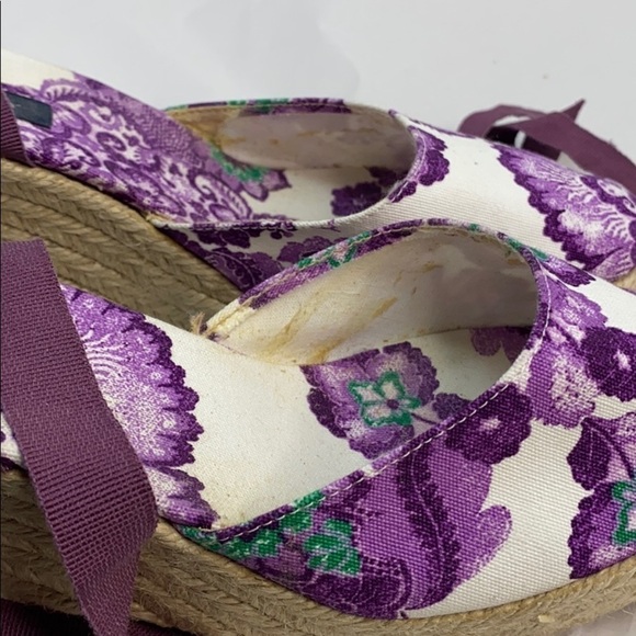 Burberry Sz 40/ US 9 Purple White Espadrille Wedge - Picture 9 of 10
